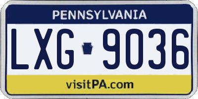 PA license plate LXG9036