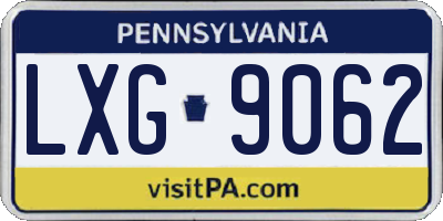 PA license plate LXG9062