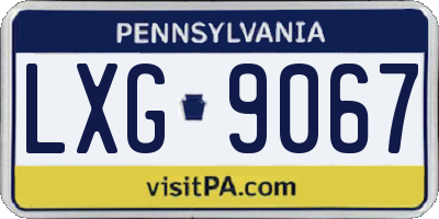 PA license plate LXG9067