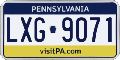 PA license plate LXG9071