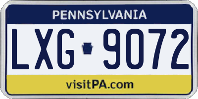 PA license plate LXG9072