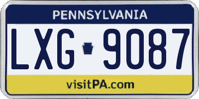 PA license plate LXG9087