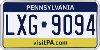 PA license plate LXG9094