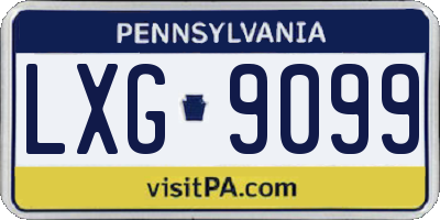 PA license plate LXG9099