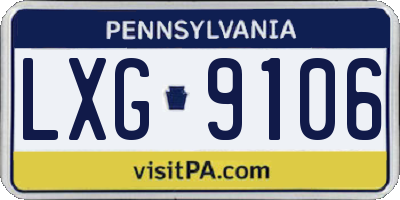 PA license plate LXG9106