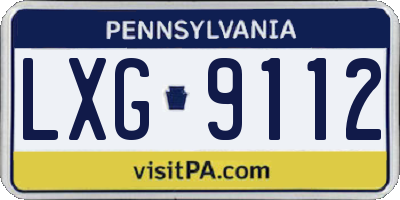 PA license plate LXG9112