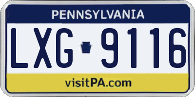 PA license plate LXG9116