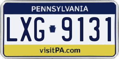 PA license plate LXG9131