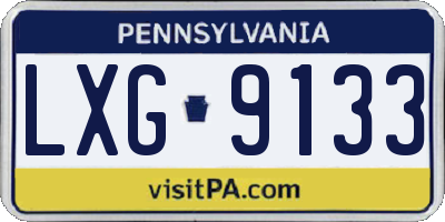 PA license plate LXG9133