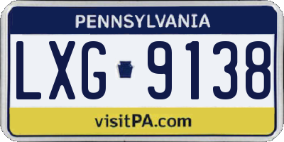 PA license plate LXG9138