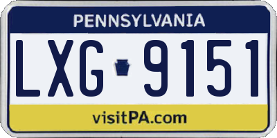 PA license plate LXG9151