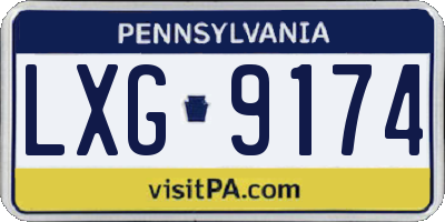 PA license plate LXG9174