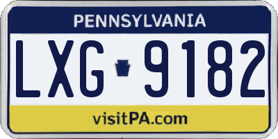 PA license plate LXG9182