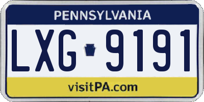 PA license plate LXG9191