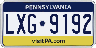 PA license plate LXG9192