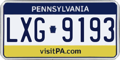 PA license plate LXG9193