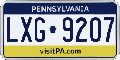 PA license plate LXG9207