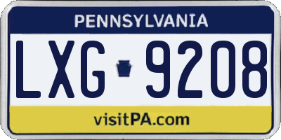 PA license plate LXG9208