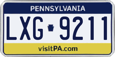 PA license plate LXG9211