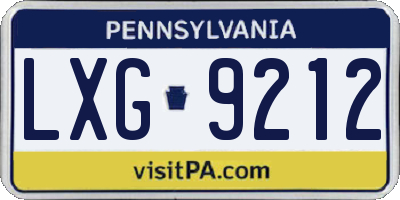 PA license plate LXG9212