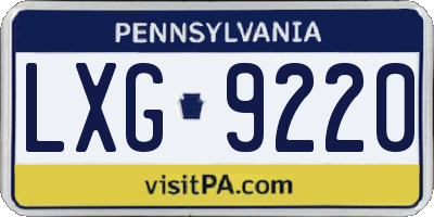 PA license plate LXG9220