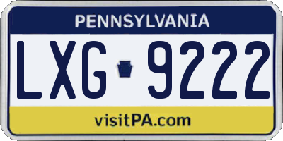 PA license plate LXG9222