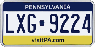 PA license plate LXG9224