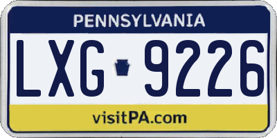 PA license plate LXG9226