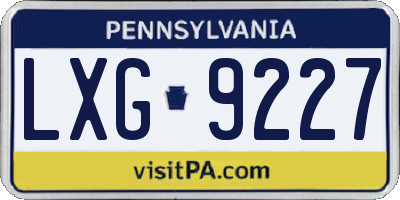 PA license plate LXG9227