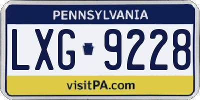 PA license plate LXG9228