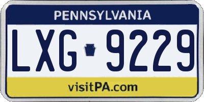 PA license plate LXG9229