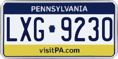 PA license plate LXG9230