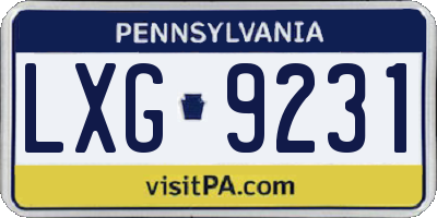 PA license plate LXG9231