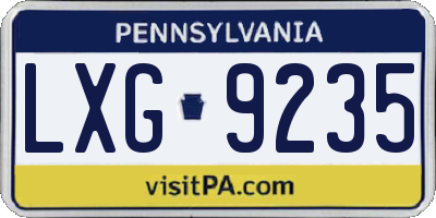 PA license plate LXG9235