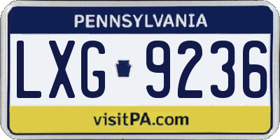 PA license plate LXG9236