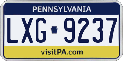 PA license plate LXG9237