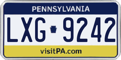PA license plate LXG9242