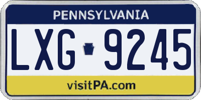 PA license plate LXG9245