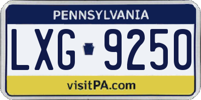 PA license plate LXG9250