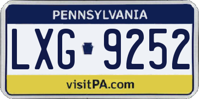 PA license plate LXG9252