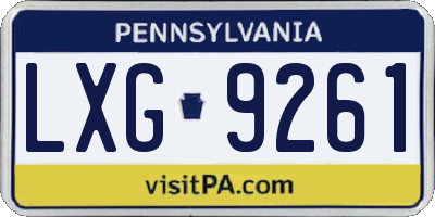 PA license plate LXG9261
