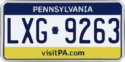 PA license plate LXG9263