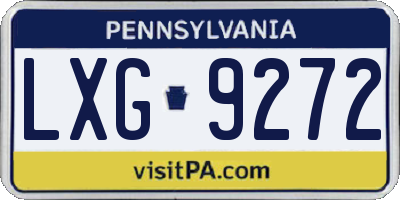PA license plate LXG9272