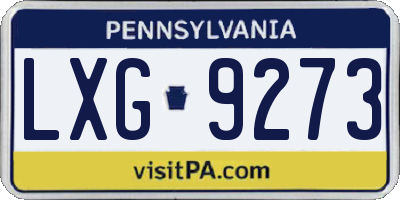 PA license plate LXG9273