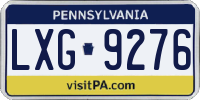 PA license plate LXG9276