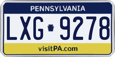 PA license plate LXG9278