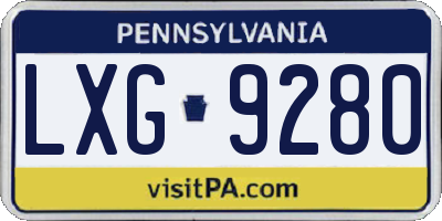 PA license plate LXG9280