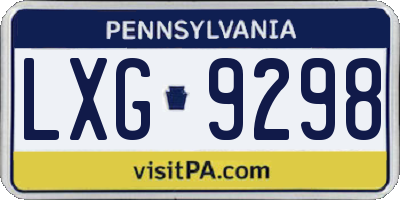 PA license plate LXG9298