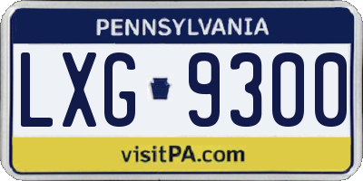 PA license plate LXG9300