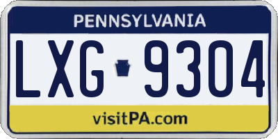PA license plate LXG9304
